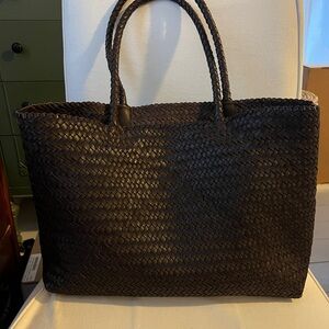 Madewell Basketweave Brown Leather Tote